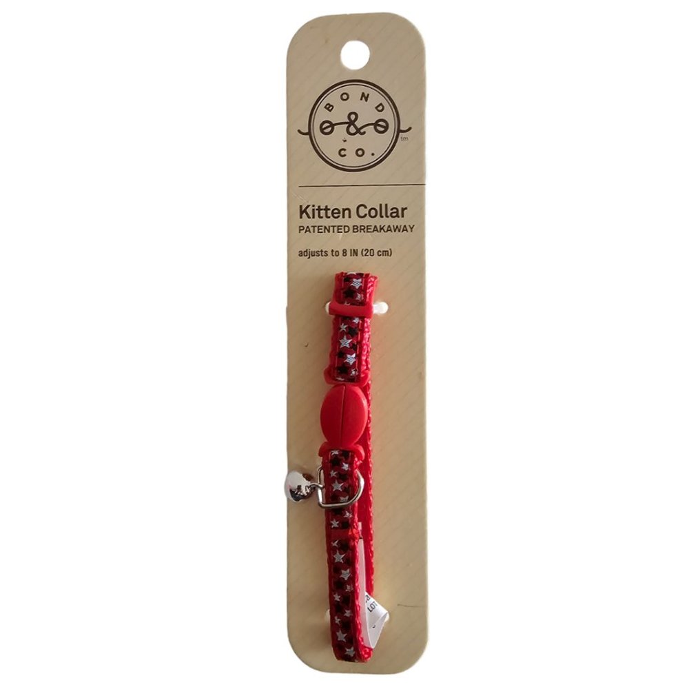 Bond & Co. Kitten Adjustable Breakaway Kitten Collar | NWT | Red WHT Blue Stars